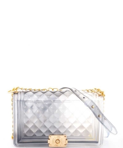 Fashion Handbag Jelly Crossbody Bag 7060PP BLACK/WHITE